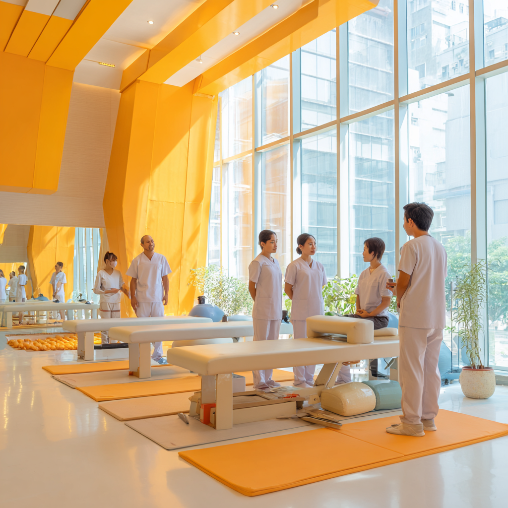 Професійна команда flokarim - фізіотерапевти різного віку працюють з клієнтами в сучасному реабілітаційному центрі